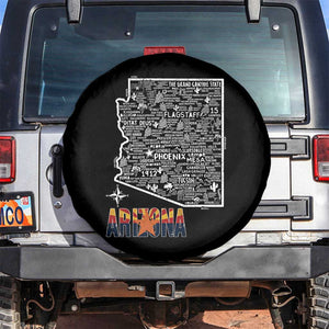 Arizona Map Phoenix Sedona Tucson Southwest Travel Spare Tire Cover TS14 No hole Black Print Your Wear