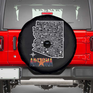 Arizona Map Phoenix Sedona Tucson Southwest Travel Spare Tire Cover TS14 Black Print Your Wear