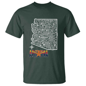 Arizona Map Phoenix Sedona Tucson Southwest Travel T Shirt