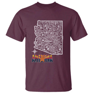 Arizona Map Phoenix Sedona Tucson Southwest Travel T Shirt