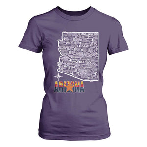 Arizona Map Phoenix Sedona Tucson Southwest Travel T Shirt For Women