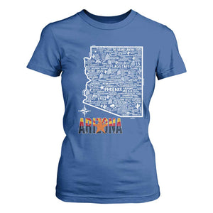 Arizona Map Phoenix Sedona Tucson Southwest Travel T Shirt For Women