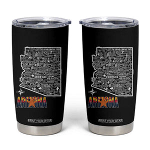 Arizona Map Phoenix Sedona Tucson Southwest Travel Tumbler Cup