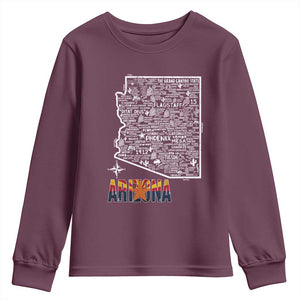 Arizona Map Phoenix Sedona Tucson Southwest Travel Youth Sweatshirt