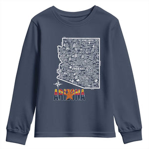 Arizona Map Phoenix Sedona Tucson Southwest Travel Youth Sweatshirt