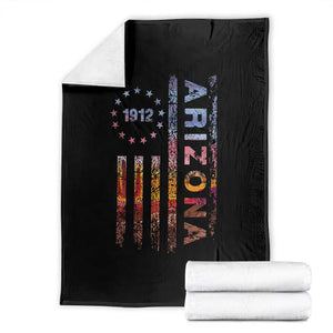 Arizona American Flag Pride Cactus Landscape Established 1912 Throw Blanket