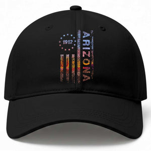 Arizona American Flag Pride Cactus Landscape Established 1912 Baseball Cap