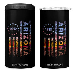 Arizona American Flag Pride Cactus Landscape Established 1912 4 in 1 Can Cooler Tumbler