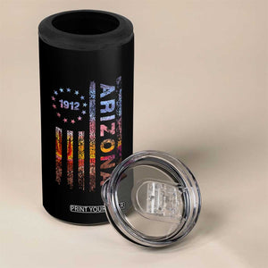 Arizona American Flag Pride Cactus Landscape Established 1912 4 in 1 Can Cooler Tumbler