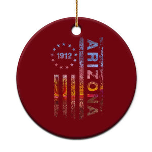 Arizona American Flag Pride Cactus Landscape Established 1912 Ceramic Ornament