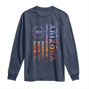 Arizona American Flag Pride Cactus Landscape Established 1912 Long Sleeve Shirt