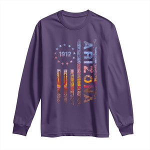 Arizona American Flag Pride Cactus Landscape Established 1912 Long Sleeve Shirt