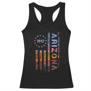 Arizona American Flag Pride Cactus Landscape Established 1912 Racerback Tank Top