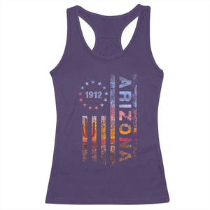 Arizona American Flag Pride Cactus Landscape Established 1912 Racerback Tank Top