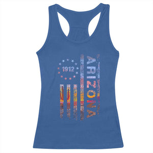 Arizona American Flag Pride Cactus Landscape Established 1912 Racerback Tank Top