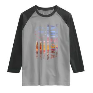 Arizona American Flag Pride Cactus Landscape Established 1912 Raglan Shirt