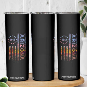 Arizona American Flag Pride Cactus Landscape Established 1912 Skinny Tumbler