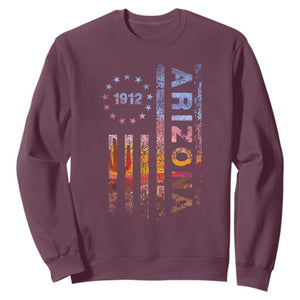 Arizona American Flag Pride Cactus Landscape Established 1912 Sweatshirt