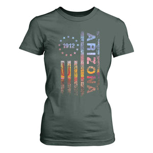 Arizona American Flag Pride Cactus Landscape Established 1912 T Shirt For Women