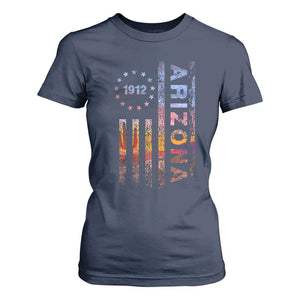 Arizona American Flag Pride Cactus Landscape Established 1912 T Shirt For Women