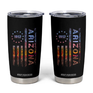 Arizona American Flag Pride Cactus Landscape Established 1912 Tumbler Cup