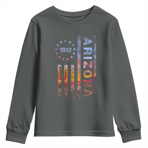 Arizona American Flag Pride Cactus Landscape Established 1912 Youth Sweatshirt