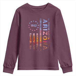 Arizona American Flag Pride Cactus Landscape Established 1912 Youth Sweatshirt
