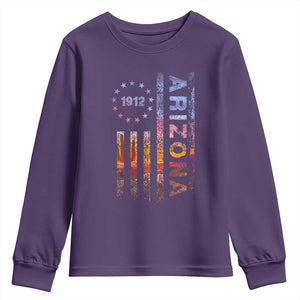 Arizona American Flag Pride Cactus Landscape Established 1912 Youth Sweatshirt