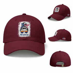 Arizona American Flag Messy Bun Pride Baseball Cap