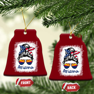 Arizona American Flag Messy Bun Pride Ceramic Ornament