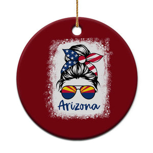 Arizona American Flag Messy Bun Pride Ceramic Ornament