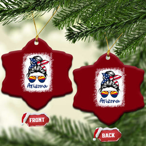 Arizona American Flag Messy Bun Pride Ceramic Ornament