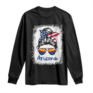 Arizona American Flag Messy Bun Pride Long Sleeve Shirt