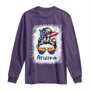 Arizona American Flag Messy Bun Pride Long Sleeve Shirt