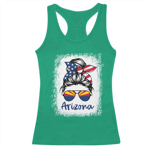 Arizona American Flag Messy Bun Pride Racerback Tank Top