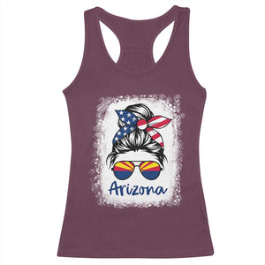Arizona American Flag Messy Bun Pride Racerback Tank Top