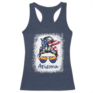 Arizona American Flag Messy Bun Pride Racerback Tank Top