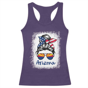 Arizona American Flag Messy Bun Pride Racerback Tank Top
