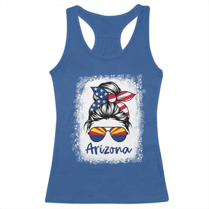 Arizona American Flag Messy Bun Pride Racerback Tank Top