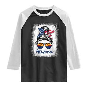Arizona American Flag Messy Bun Pride Raglan Shirt