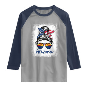 Arizona American Flag Messy Bun Pride Raglan Shirt