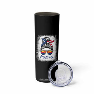 Arizona American Flag Messy Bun Pride Skinny Tumbler