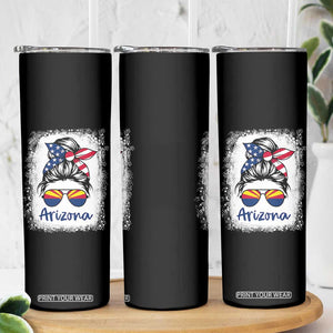 Arizona American Flag Messy Bun Pride Skinny Tumbler