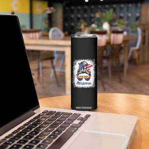 Arizona American Flag Messy Bun Pride Skinny Tumbler