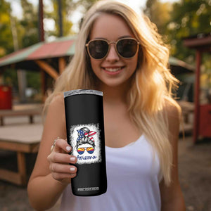 Arizona American Flag Messy Bun Pride Skinny Tumbler