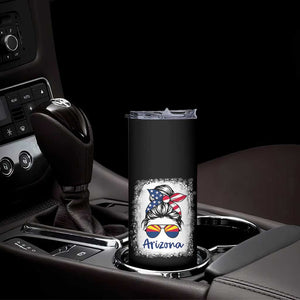 Arizona American Flag Messy Bun Pride Skinny Tumbler