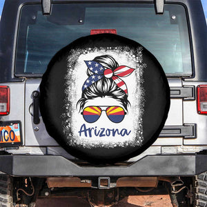 Arizona American Flag Messy Bun Pride Spare Tire Cover TS14 No hole Black Print Your Wear