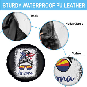 Arizona American Flag Messy Bun Pride Spare Tire Cover TS14 Print Your Wear