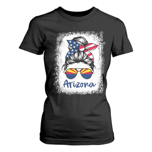 Arizona American Flag Messy Bun Pride T Shirt For Women