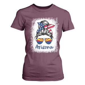 Arizona American Flag Messy Bun Pride T Shirt For Women